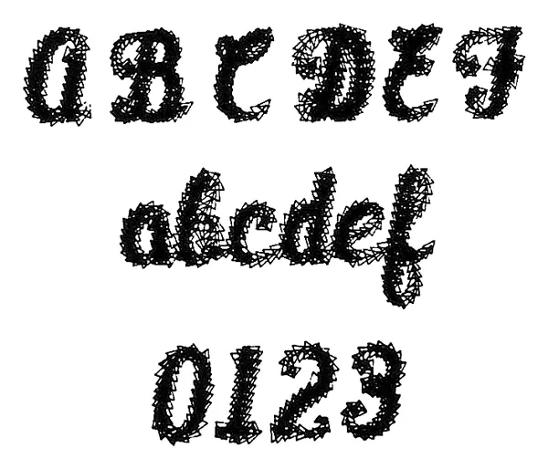 Chain Alphabet stitched embroidery sample