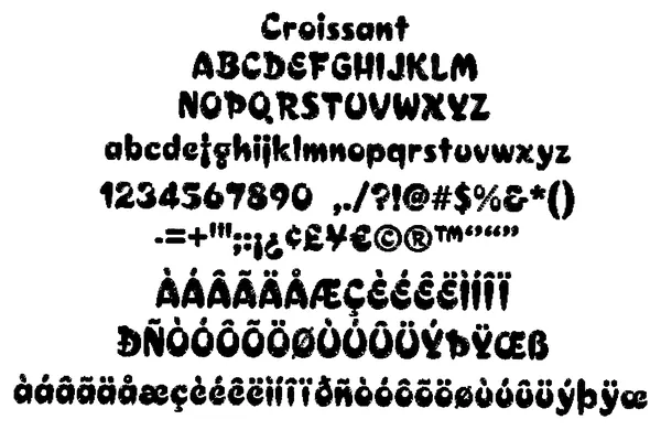 Croissant stitched embroidery sample