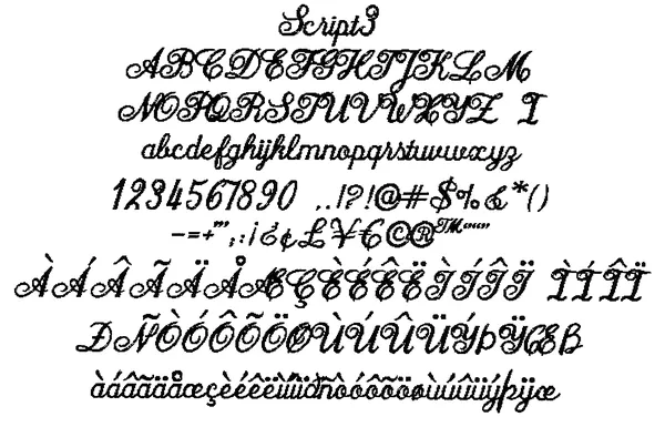 Script3 stitched embroidery sample