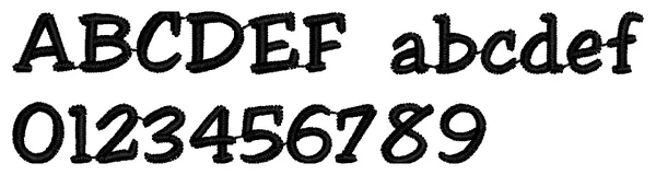 Casual Serif lettering sample: ABCDEF abcdef 0123456789