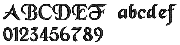 Hana lettering sample: ABCDEF abcdef 0123456789