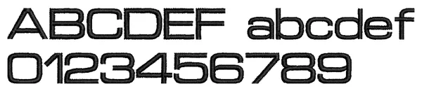 Microgramma lettering sample: ABCDEF abcdef 0123456789