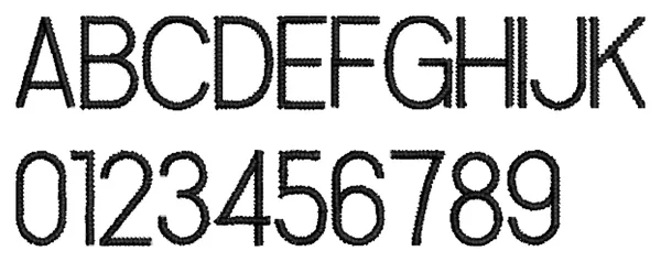 Slim Block lettering sample: ABCDEF abcdef 0123456789