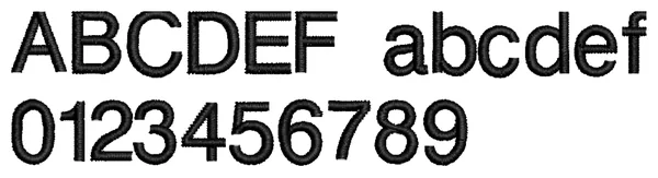 Swiss lettering sample: ABCDEF abcdef 0123456789