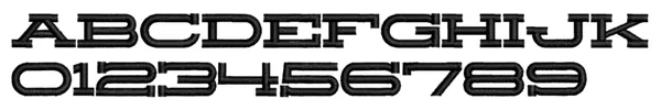Western Serif lettering sample: ABCDEF abcdef 0123456789